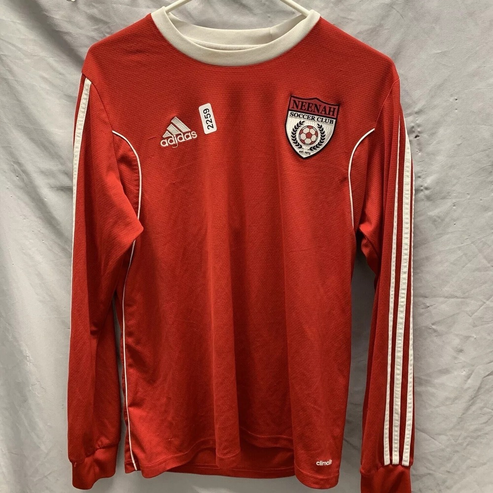 Neenah Soccer Club Jersey Adult Medium Red Long Sleeve Adidas Embroidered Men's